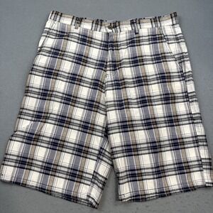 Vercho Men's Shorts Bermuda 38 Plaid Chino White Blue/White Golf